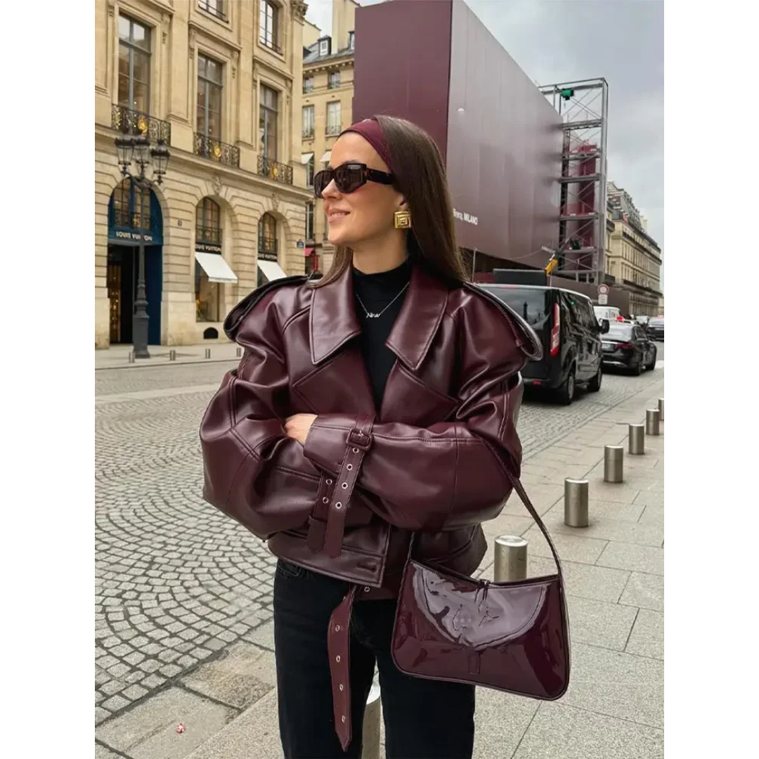 Drune | Übergröß Statement Cropped Jacke - Gürtel Design