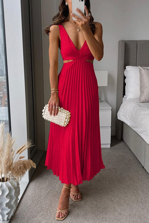 Drune | Damen Plissee Satin Kleid