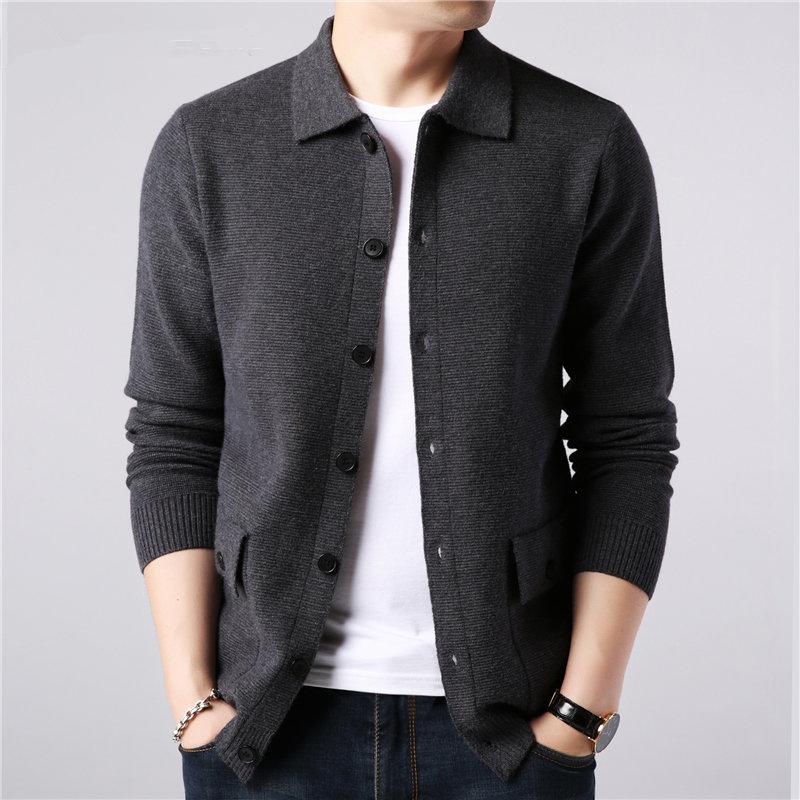 Drune | Strickjacke Gestrickte Wollmischung Slim Fit Knopfleiste & Kragen Taschen