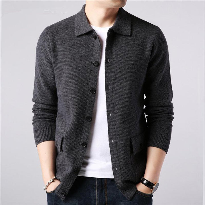 Drune | Strickjacke Gestrickte Wollmischung Slim Fit Knopfleiste & Kragen Taschen