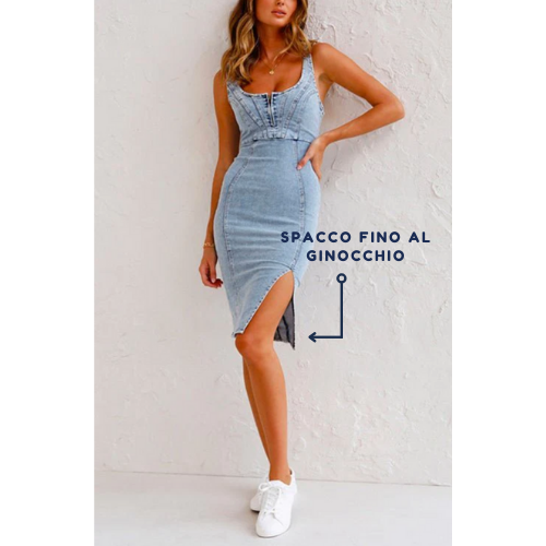 Drune | Denim Kleid mit Enganliegender Passform Die Ein Elegantes Aussehen Sicherstellt