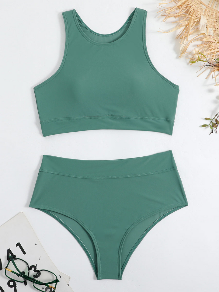 Drune | Damen Sportlicher High Waist Bikini Frauen Schwimmbekleidung
