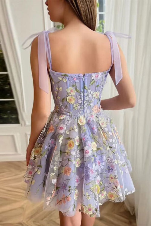 Drune | Proof Of Perfection 3D Blume Bestickt Bindeband Mini Kleid