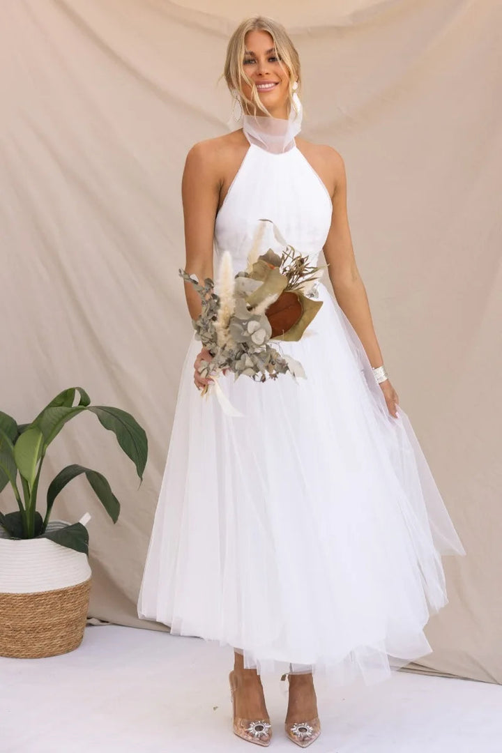 Drune | Halter Tüll Midi Kleid