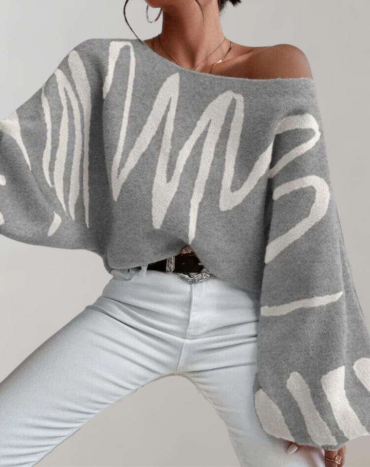 Drune - Print Laternenärmel Off-Shoulder