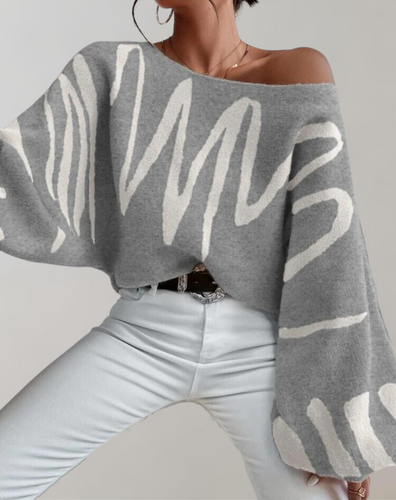 Drune - Print Laternenärmel Off-Shoulder