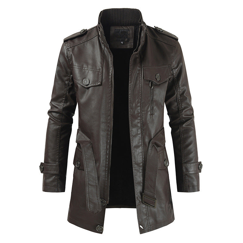 Drune | Retro Leder-Trenchcoat für Männer