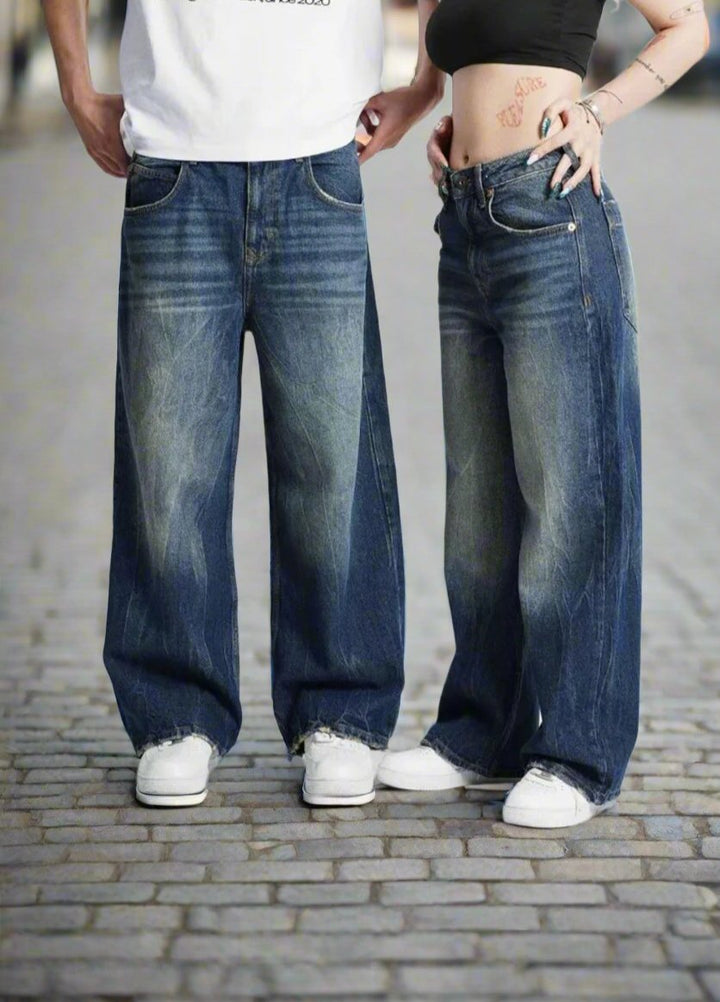 Drune | Weite Jeans Baggy Fit Hohe Taille Bequem Und Lässig Denim