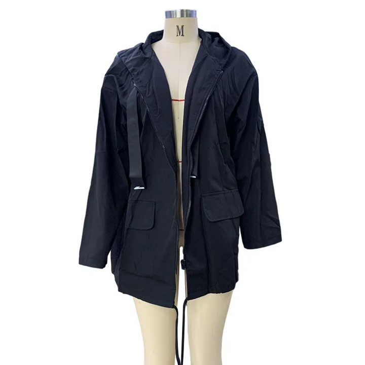 Drune | Lässiger Trenchcoat Damen mit Grafischen Details und Vordertaschen
