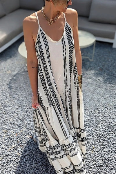 Drune | Away On Vacay Lange Cami Kleid mit Ethnischem Muster