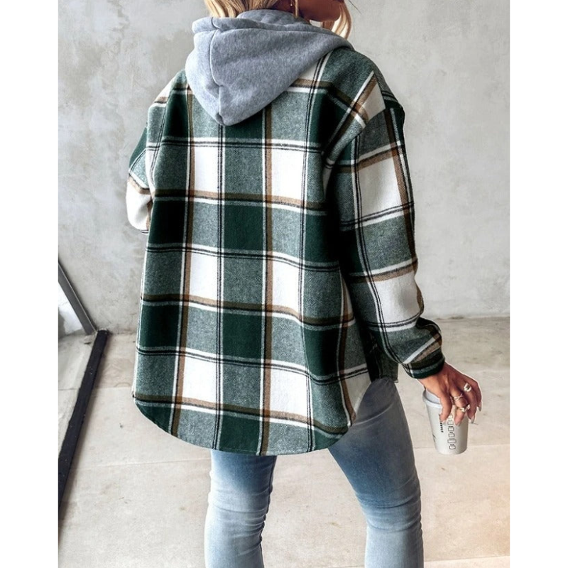 Drune | Hoodie Winter - Kariert & Mit Knopfverschluss