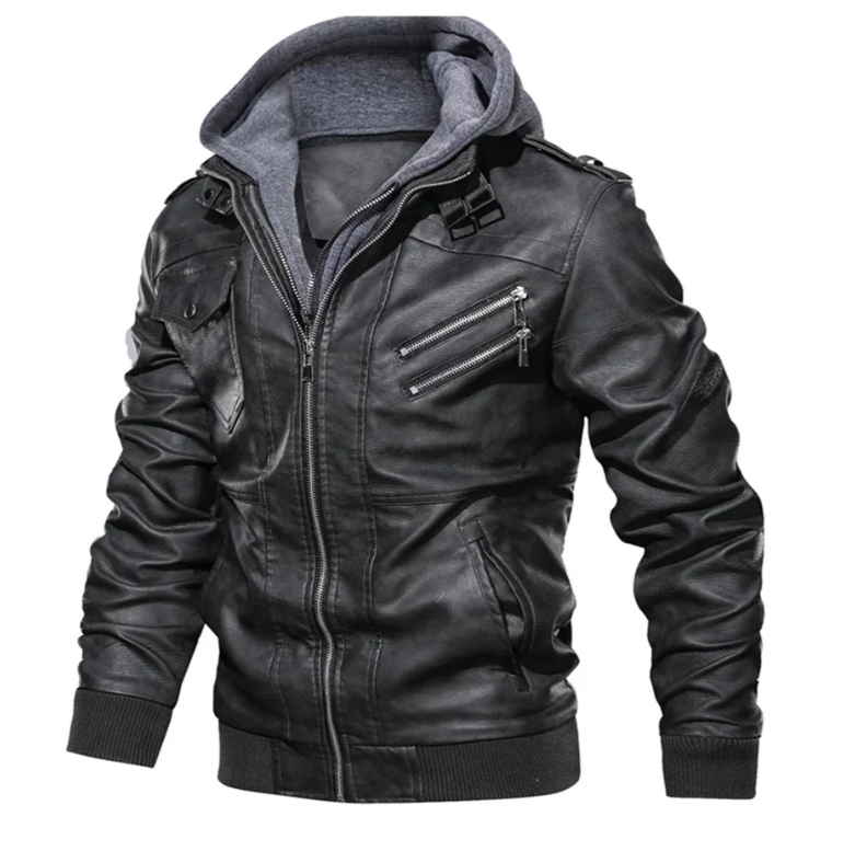Drune | Lederjacke Mit Kapuze Für Herren