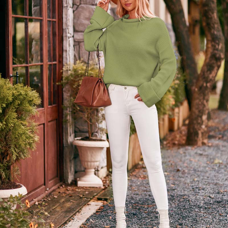 Drune | Schlichter Einfarbiger Strickpullover Für Damen