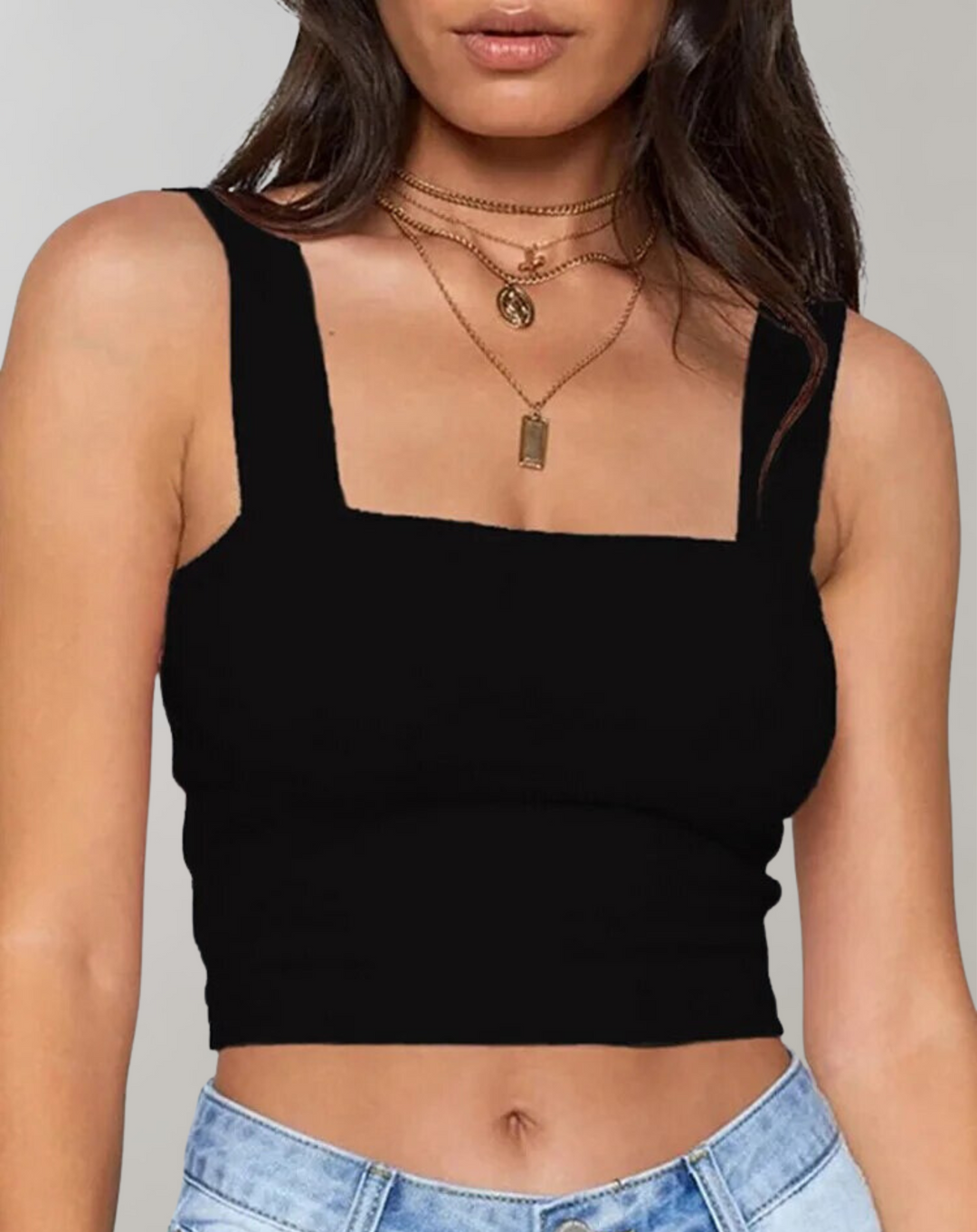 Drune - Crop-Top Damen mit Ausschnitt