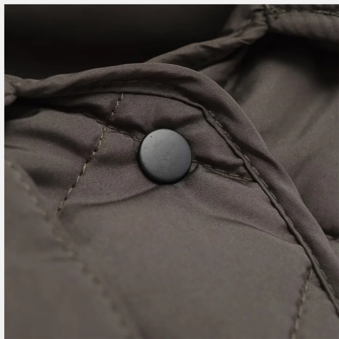 Drune | Steppjacke Lässig Geschnitten Diamantmuster mittellang Hemdkragen