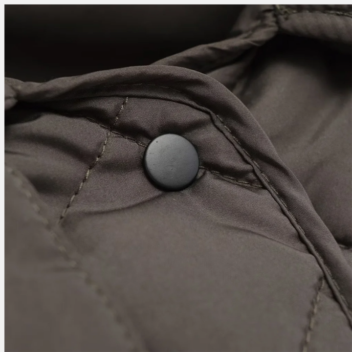 Drune | Steppjacke Lässig Geschnitten Diamantmuster mittellang Hemdkragen