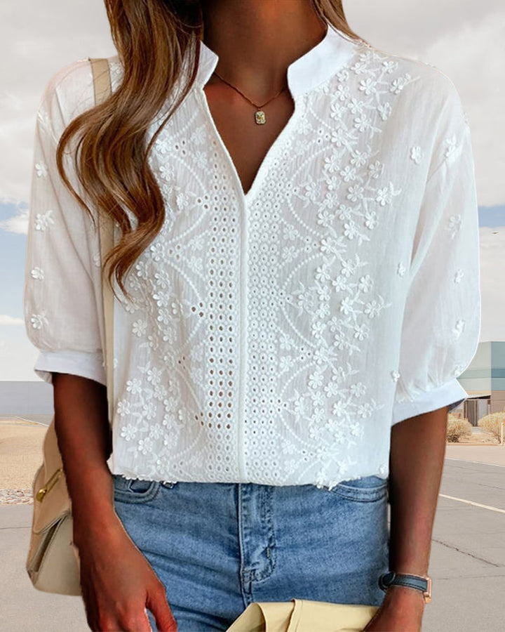 Drune - Weiße Bluse mit Puffärmeln