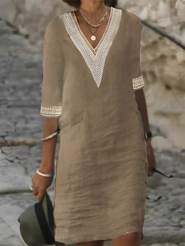 Drune | Chic Baumwoll-Leinen-Kleid für Frauen