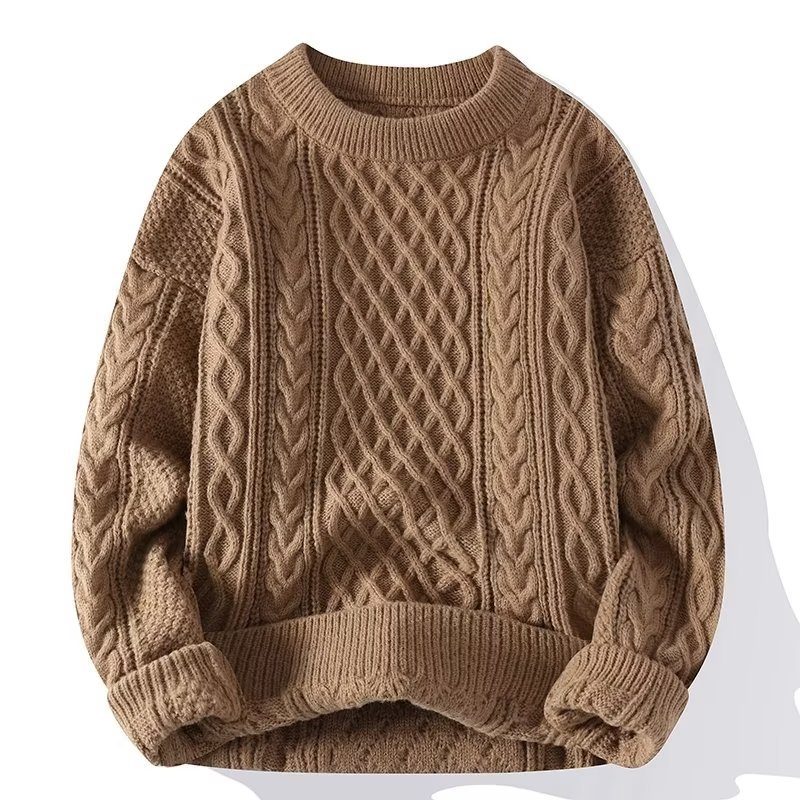 Drune | Strickpullover - Weiches Kabelstrick - Rundhals - Langarm Bequeme Passform
