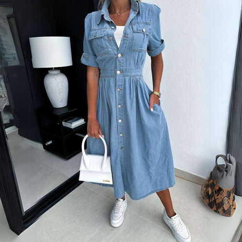 Drune | Damen Elegantes Trendy Denim Kleid