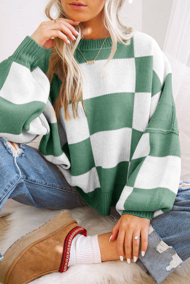 Drune | Karierte Rundhals Strickpullover Ideal für den Winter