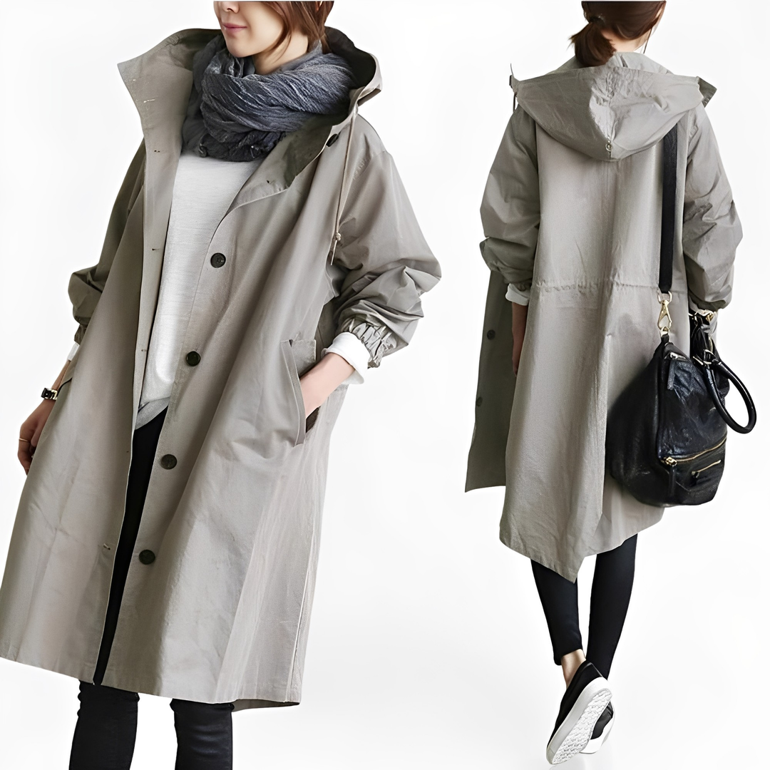 Drune | Damen-Hoodie-Regenmantel, wasserfest