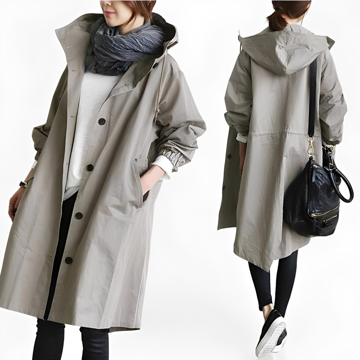 Drune | Damen-Hoodie-Regenmantel, wasserfest