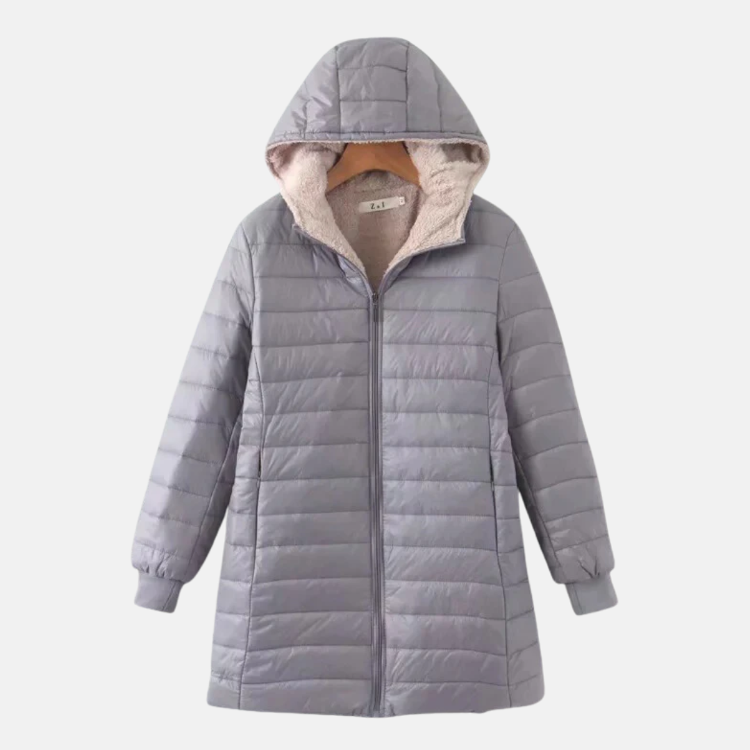 Drune | Steppjacke - Mittellang - Lockere Passform - Fleece-Futter - Kapuze