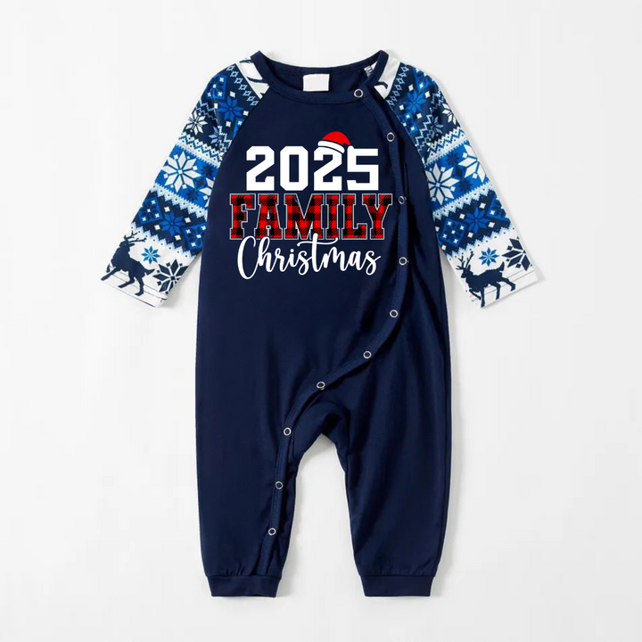 Drune | 2025 Familie Weihnachten Textdruck Blau Familie Weihnachten Passende Pyjamas