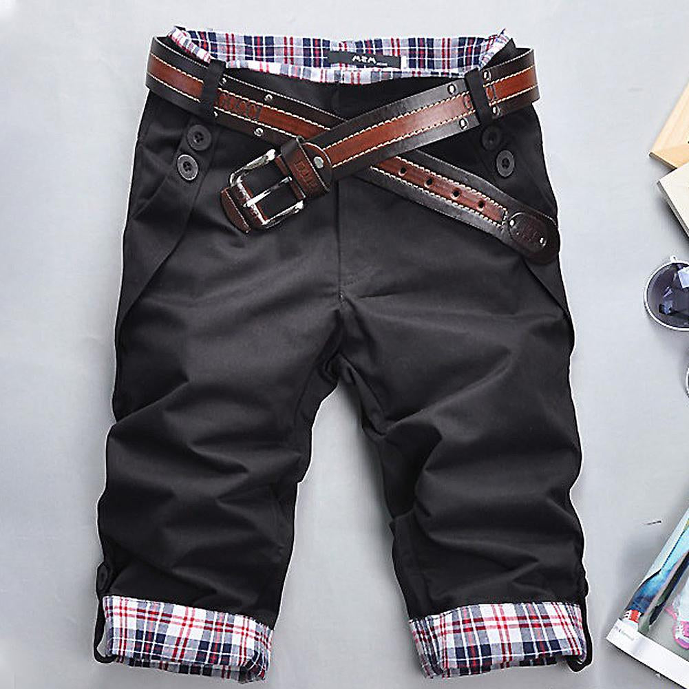 Drune – Hochwertige Shorts mit Gürtel und Karomuster