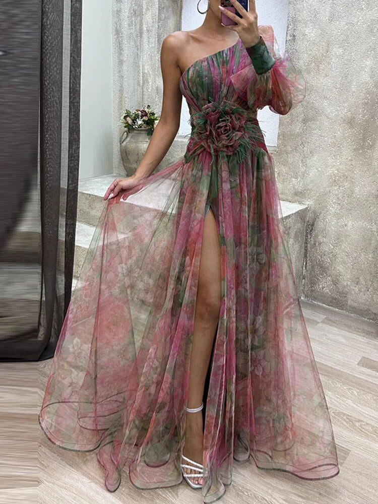 Drune | Asymmetrisches Maxikleid Mit Blumenmuster Sommerkleid Für Damen