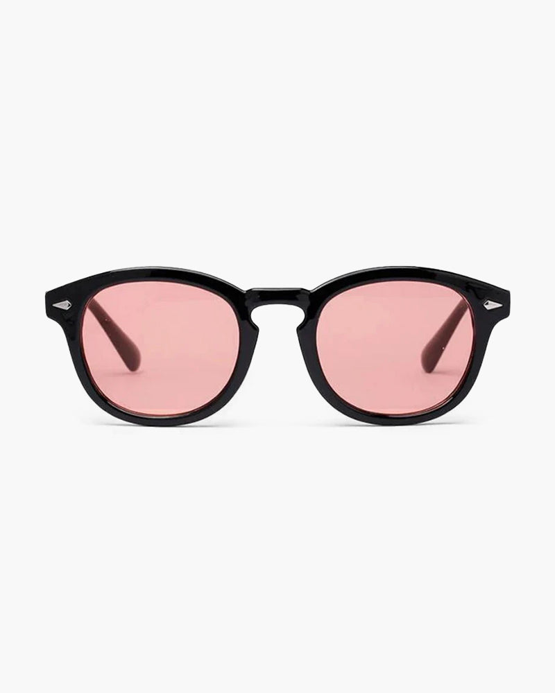 Drune | Schwarzer Rahmen Runde Sonnenbrille Für Männer