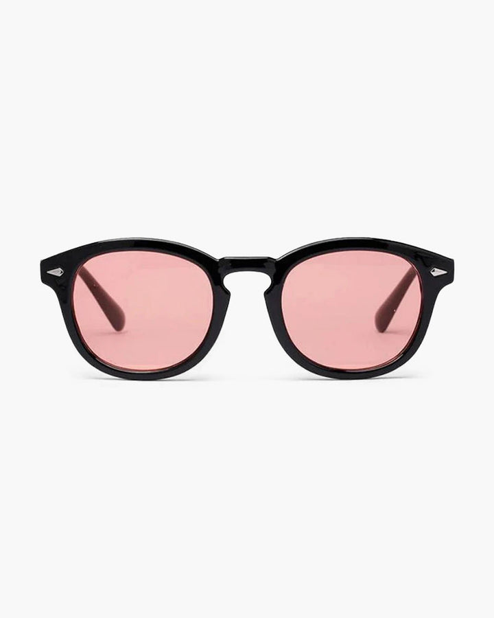 Drune | Schwarzer Rahmen Runde Sonnenbrille Für Männer