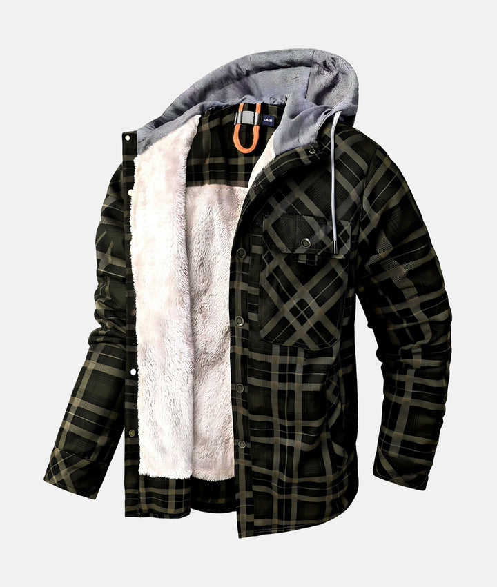 Drune | Kariertes Flanelljacke mit Kapuze und Futter aus Kunstfell