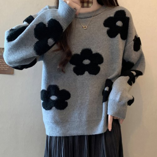 Drune Sweater | Luxuriöser, weicher Strickpullover für Damen mit Blumendesign
