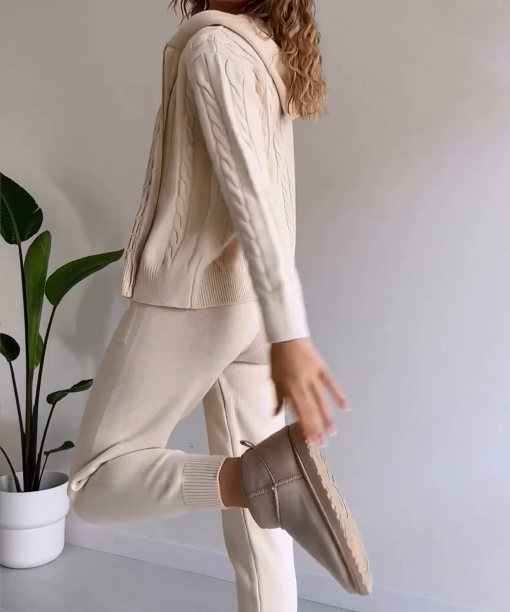Drune | teilige gestrickte Lounge-Set - trendiger Hoodie und Jogginganzug für Damen