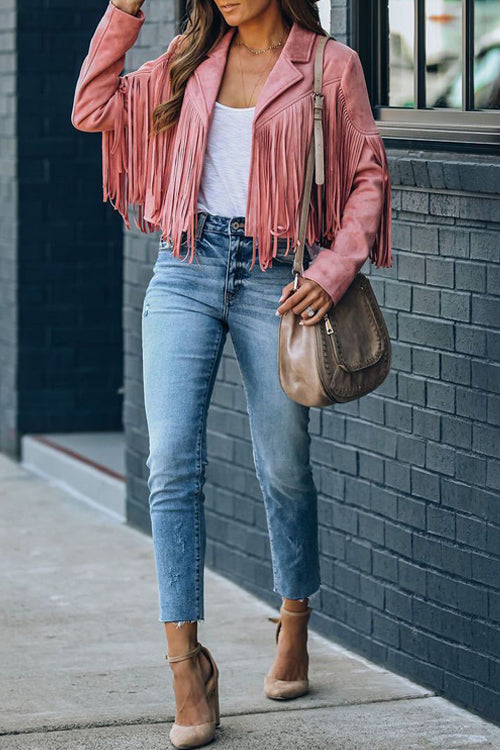 Drune | At Your Best Fransenkante Faux Suede Shacket