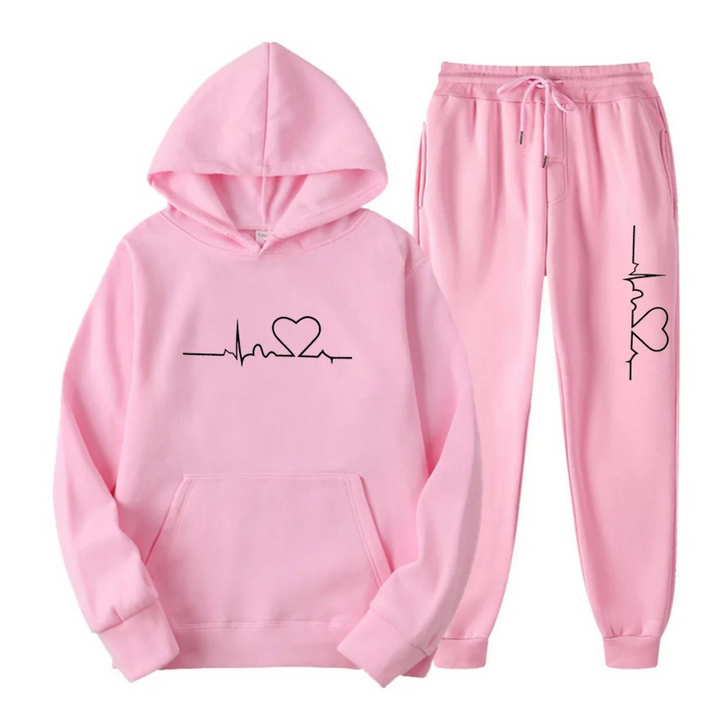 Drune | Damen Kapuzenpullover Trainingsanzug Satz mit Druck