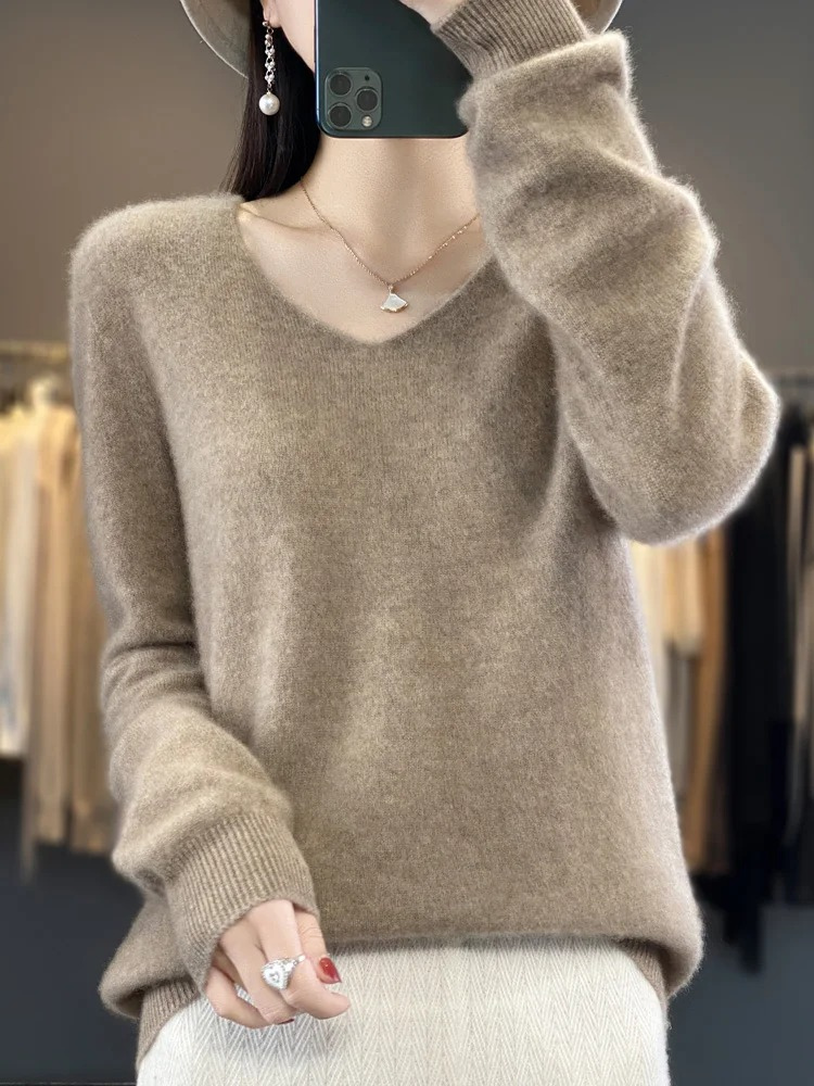Drune | Cashmere Pullover Damen Eleganter V-ausschnitt, Weich & Komfortabel