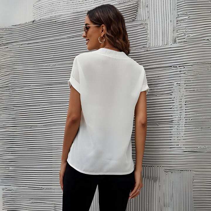 Drune | Weiße Bluse für Frauen | Kurze Ärmel