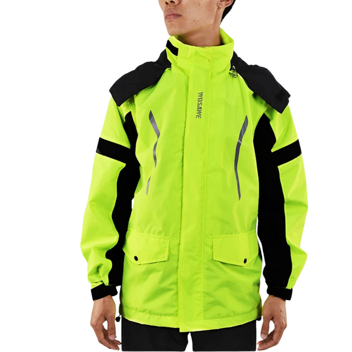 Drune | Herren Motorrad Regenjacke wasserdicht - Reflektierend schwarz/grün S-2XL