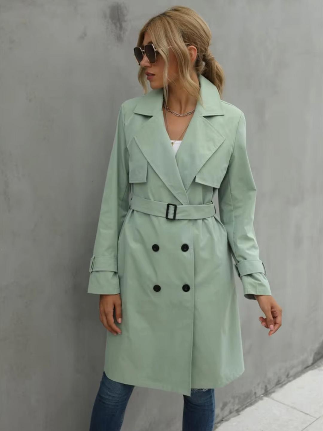 Drune | Klassischer Trenchcoat mit Doppelte Knopfreihe Front