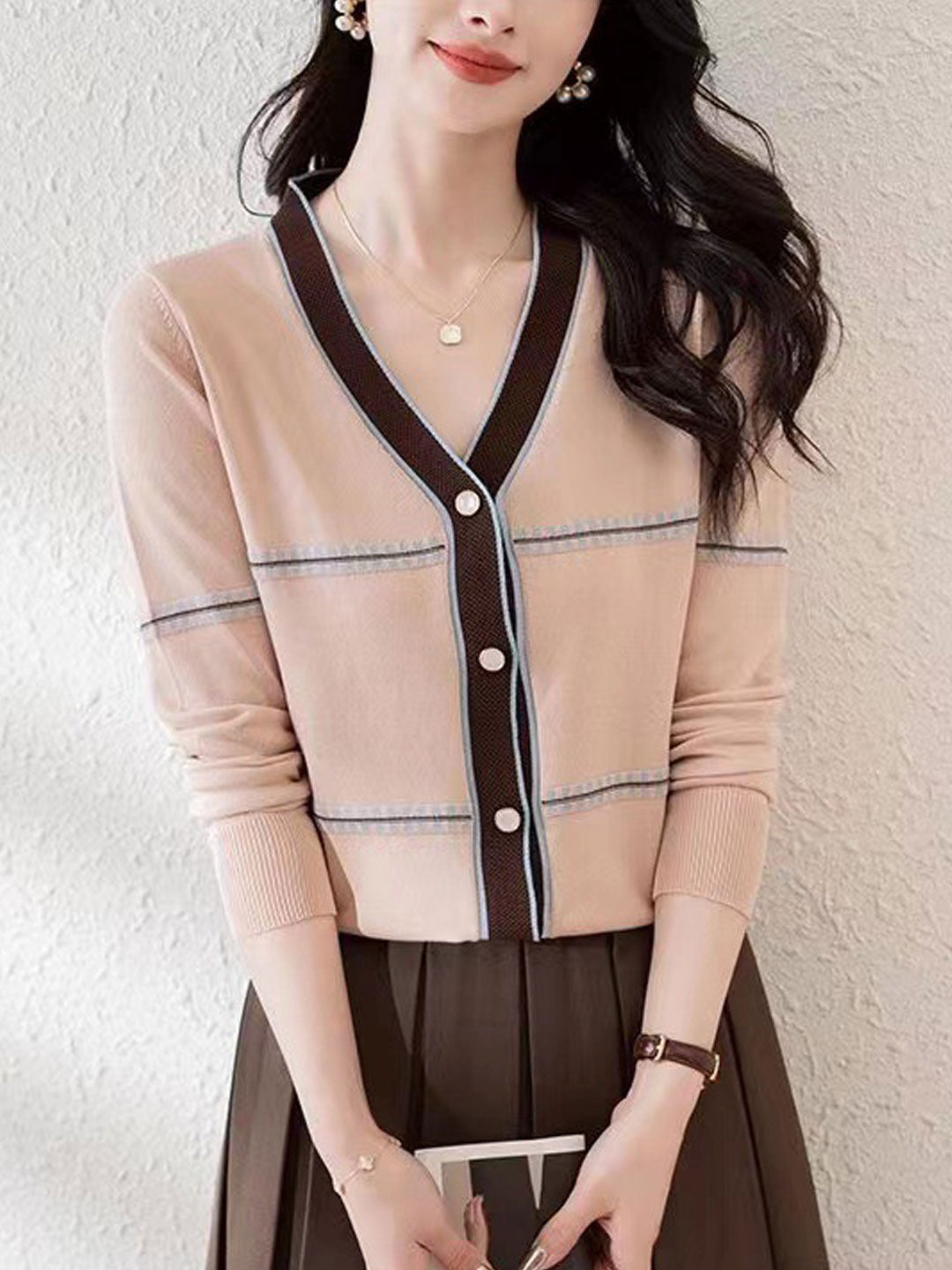 Drune | Freizeit-Strickjacke mit V-Ausschnitt