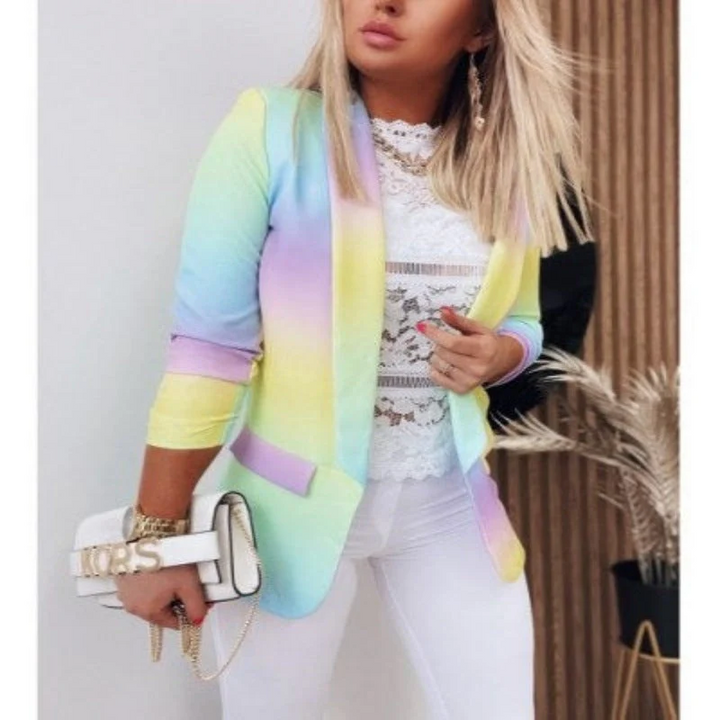 Drune | Damen Ombre Offene Front Blazer, Lange Ärmel, Lässige Passform
