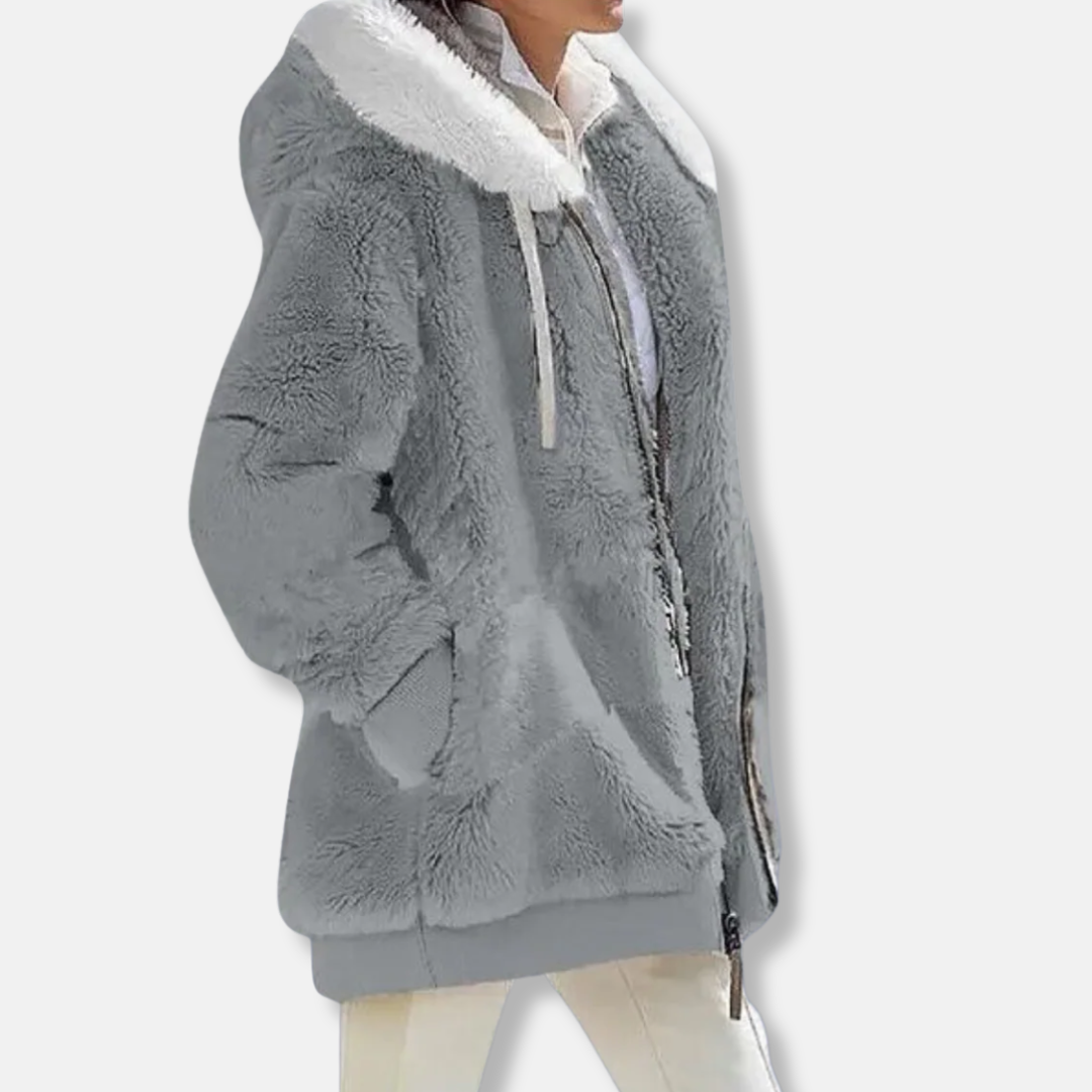 Drune | Fleece Übergroße Fleecejacke - Kapuzen-Reißverschlussjacke