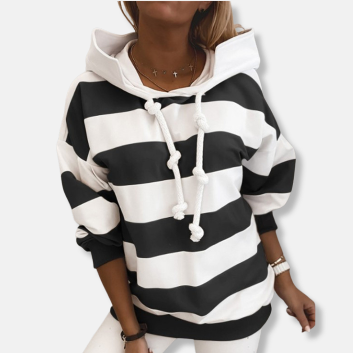 Drune | Lockere Passform Hoodie Gestreifter Lässiger Hoodie