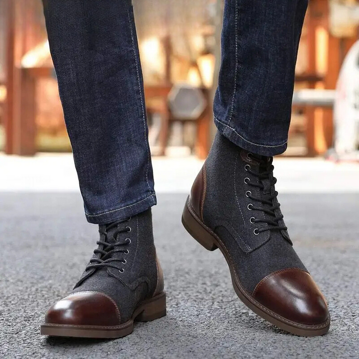 Drune | Stylische Herrenschuhe Stiefel Mit Leder Und Stoffeinsatz
