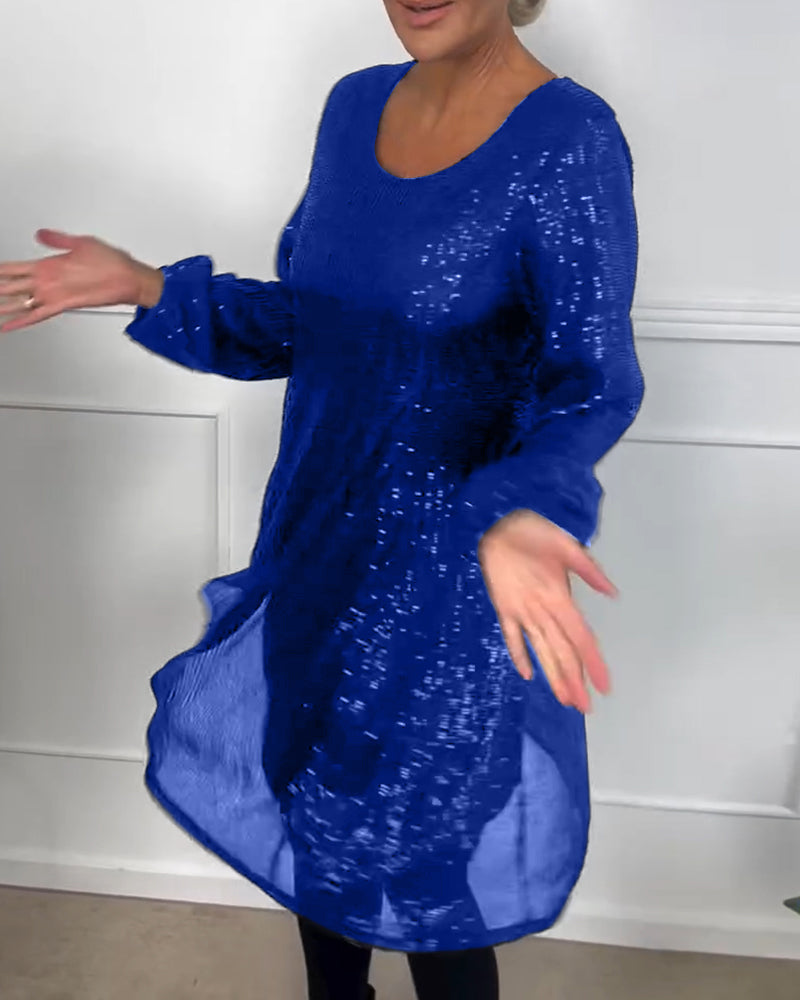 Drune | Elegante Laterne Ärmel Pailletten A-Linie
