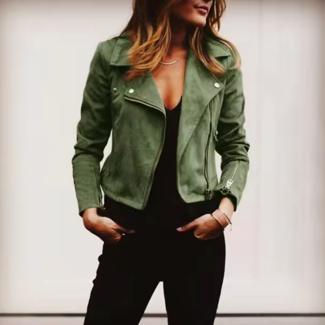 Drune | Wildleder Bikerjacke mit Metallreißverschluss