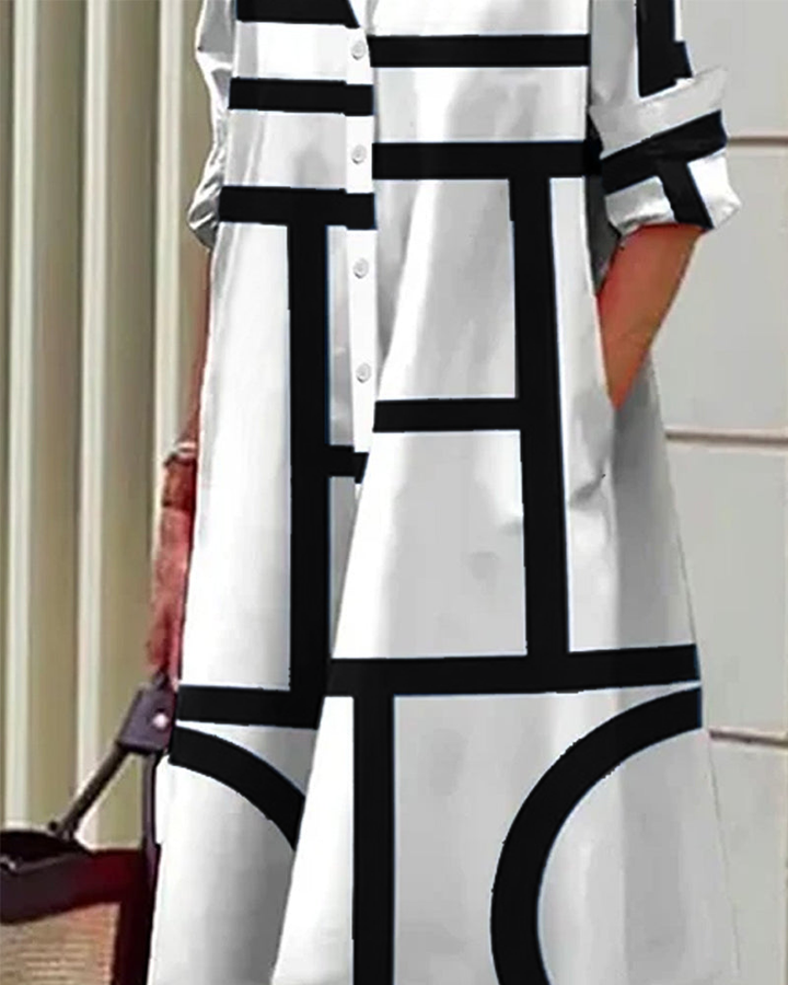 Drune | Kleid mit Taschen und Geometrischem Druck